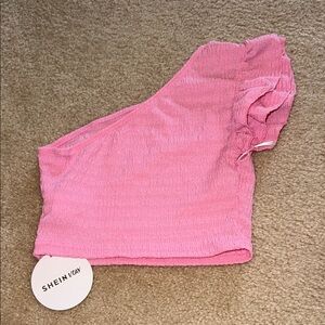 SHEIN Vibrant Pink One-Shoulder Top